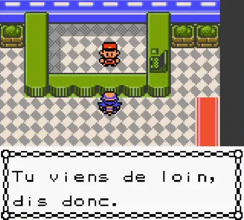 screen du jeu avec un pnj qui dit "tu viens de loin, dis donc"